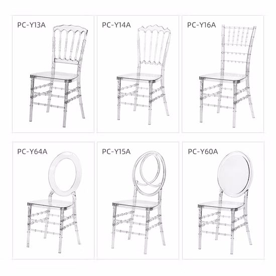 Vente en gros clair acrylique cristal résine événement Tiffany Chiavari chaise en plastique transparent chaise de salle à manger pour les mariages et les banquets